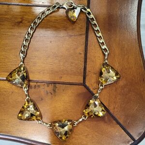 Chic Gold and Brown Gemstone Necklace